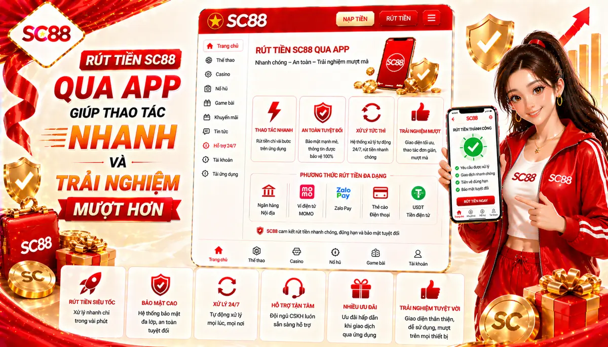 Rút tiền SC88 qua app giúp thao tác nhanh và trải nghiệm mượt hơn